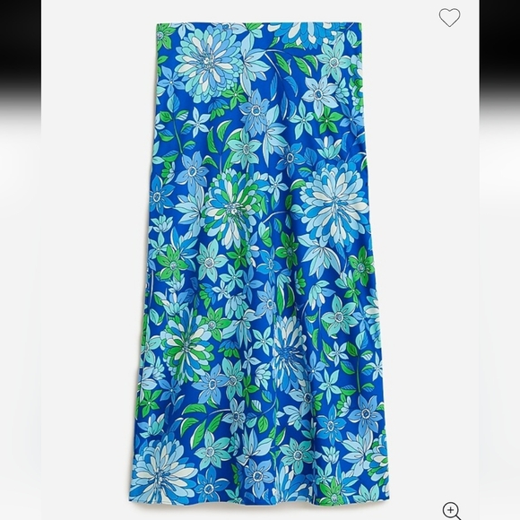 NWT JCREW Gweneth Slip Skirt In Cobalt Floral XL